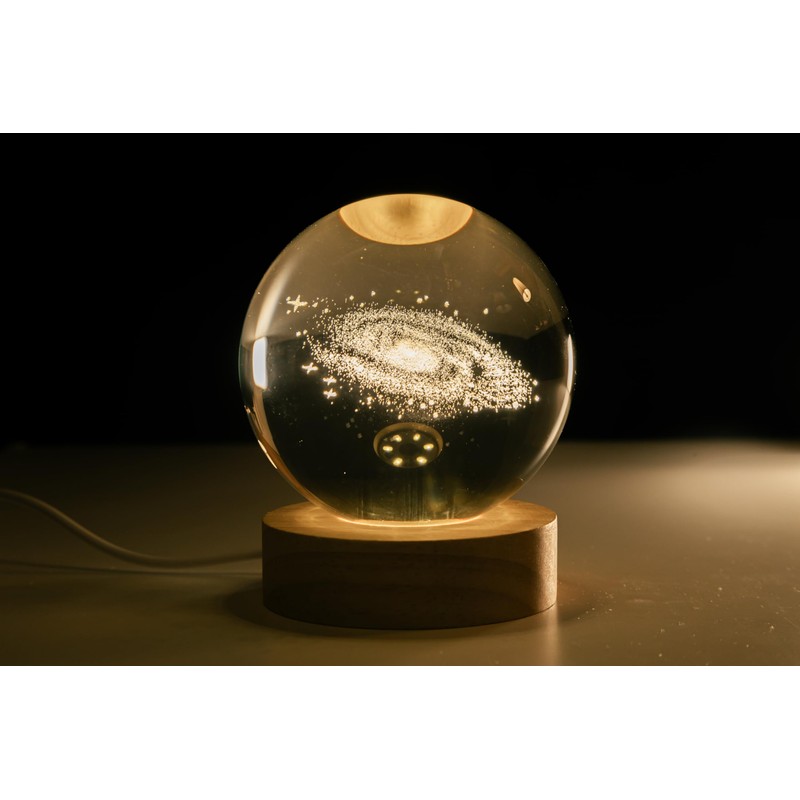 PENTBURG Crystal Ball Lamp, Luminous Solar System/Galaxy Crystal Table Light