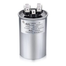 Frienda 45+5 MFD 45/5 uf ±6% 370V or 440V VAC Dual Run Round Capacitor, 45 5 Start Capacitor for AC Air Conditioning Unit, Condenser Straight Cool or Heat Pump