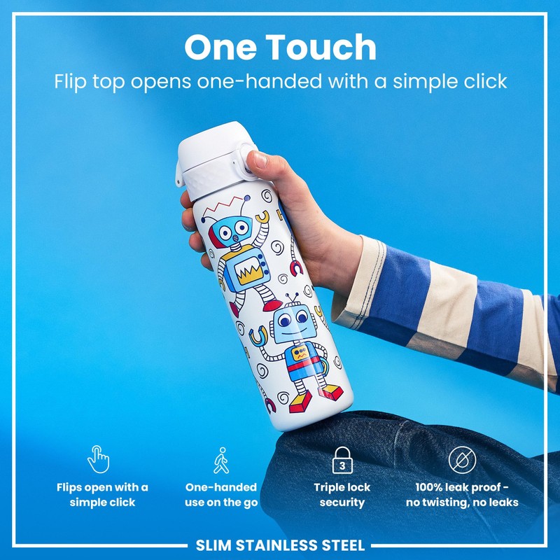 Ion8 Lightweight Steel Water Bottle, 600 ml/20 oz, Non-Insulated, Leak