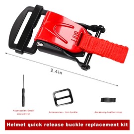 BWBWND Helmet Quick Release Buckle Kit, Motorcycle Helmet Ratcheted Buckle for Chin Strap Up to 1", Chin Strap Buckles Replacement Kit Compatible with Half, 3/4, Full Face Helmets (Red)