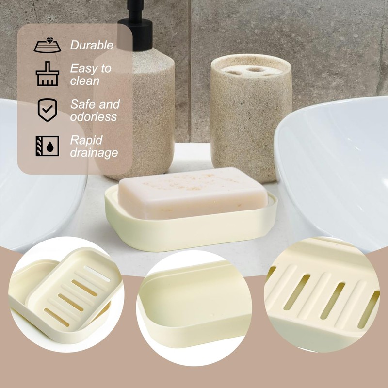 Plastic Soap Dish with Drainage Case Box Compact Waterproof Soap