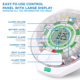 Live Fine 28-Day Automatic Pill Dispenser Clear Lid with Upgraded LCD Display and Key Lock, Sound & Light for Prescriptions, Medication, Vitamins, Supplements & More