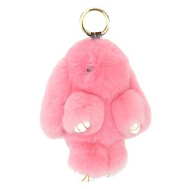Song Qing Cute Bunny Keychain Soft Rabbit Fur Pompom Ball Fluffy Keyring
