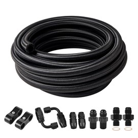 EVIL ENERGY 6AN Fuel Line Kit, Transmission Cooler Line Kit for 4L60E 4L65E, AN6 Nylon Braided Fuel Line Hose Fitting Kit CPE 15FT