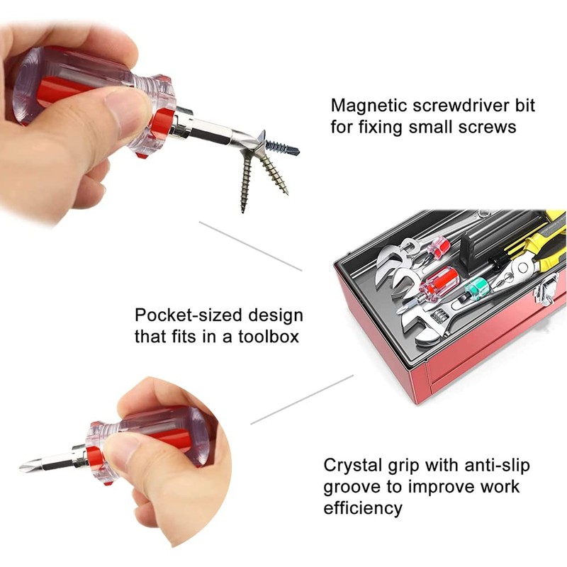 Eyech 5 Pcs Stubby Magnetic Screwdriver Phillips Head and Flat