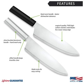 Rada Cutlery French Chef Knife – Stainless Steel Blade with Black Resin Handle Made in USA, 13 Inch