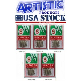 SINGER Needles Singer Sewing Machine Needles, 2020  sizes  #9,11,14,16,18 50pcs.