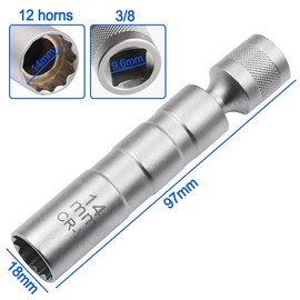 YSIL 14MM & 16MM Thin Wall Magnetic Swivel Spark Plug Socket 12-Point 3/8 Inch Drive Spark Plug Socket Removel Tool 4" Length Compatible with Most Cars Motorcycles SUVs