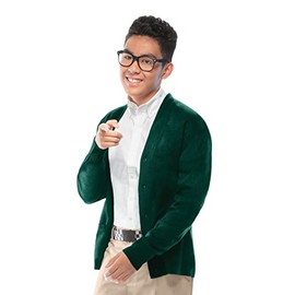 Classroom Big Boys' Uniform Youth Unisex Cardigan Sweater, Hunter Green, Small