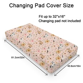 Watercolor Horse Boho Floral Changing Pad Cover Cute Horses Baby Diaper Change Table Pad Cover for Boys Girls Soft Breathable Stretch Snug Fitted Diaper Changing Mat Sheets Covers 32''x16'' Pink
