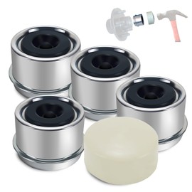 HILILON 1.98'' Trailer Bearing Dust Cap with Easy Install Tool Trailer Axle Dust Cap for 2000 to 3500 Pound Axles Trailer Hub Grease Cap for Boat Trailer Camper Rv 4pcs