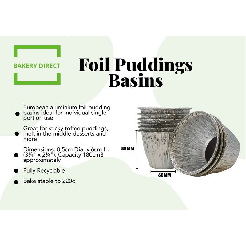 25 Bakery direct Round disposable foil pudding dishes - Reusable