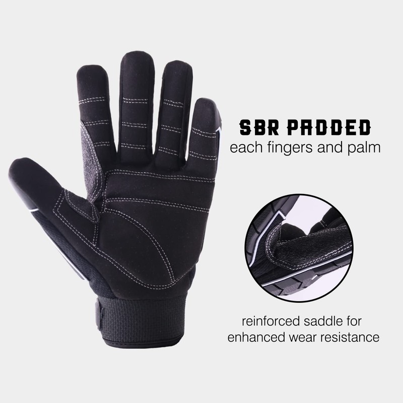 HLDD HANDLANDY Heavy Duty Work Gloves, SBR Padding, TPR Protective