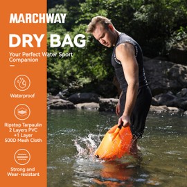 MARCHWAY Floating Waterproof Dry Bag Backpack 5L/10L/20L/30L/40L, Roll Top Sack Keeps Gear Dry for Kayaking, Rafting, Boating, Swimming, Camping, Hiking, Beach, Fishing (Deep Orange, 10L)