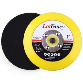 LotFancy 5 Inch Hook and Loop Backing Pad, Pack of 2 - DA Air Random Orbital Sander/Polisher Backing Plates for Sanding Finishing Polishing Buffing, 5/16”-24 Threads