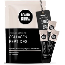 Collagen Sachets | 100% Collagen Peptides 20 x 10g | Neutral Taste | Easily Digestible & Highly Absorbable | Clinically Researched | 20 Single-Serve Sachets by Roam & Ritual