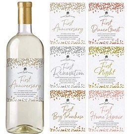 Housewarming New Home Milestones Gift, Set of 6 Wine Bottle Labels, Housewarming Party Ideas, Presents, and Gifts