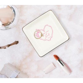 WODMIS Christian Coquette Bow Ceramic Jewelry Tray Dish, Trendy Bible Verse Jewelry Plate Ring Trinket Dish, Aesthetic Preppy Ribbon Gifts for Women Bestie Best Friends