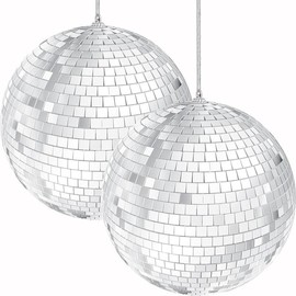 Mirror Disco Ball 3" Inch  Hanging Ball with Attached String for Hanging, Reflects Light, Party Favor (Pack of 4):_2-Pack