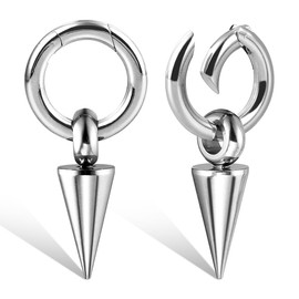 LADEMAYH 2Pcs Ear Weights for Stretched Ears Gauges Body Jewelry, Min. Fit 6g to 1 inch Stylish Heart, Hoop, Bird Stainless Steel Dangle Gauges for Ear Stretching Kit, 04mm=6g, Stainless Steel, no