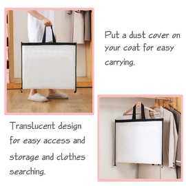 2Pcs Dress Garment Bags, Foldable Suit Dust Cover, Half-clear Long Bag for Coats Clothes Gowns, Large Hanging Storage Bags with Zipper, Wedding Dress Cover for Closet Travel Waterproof