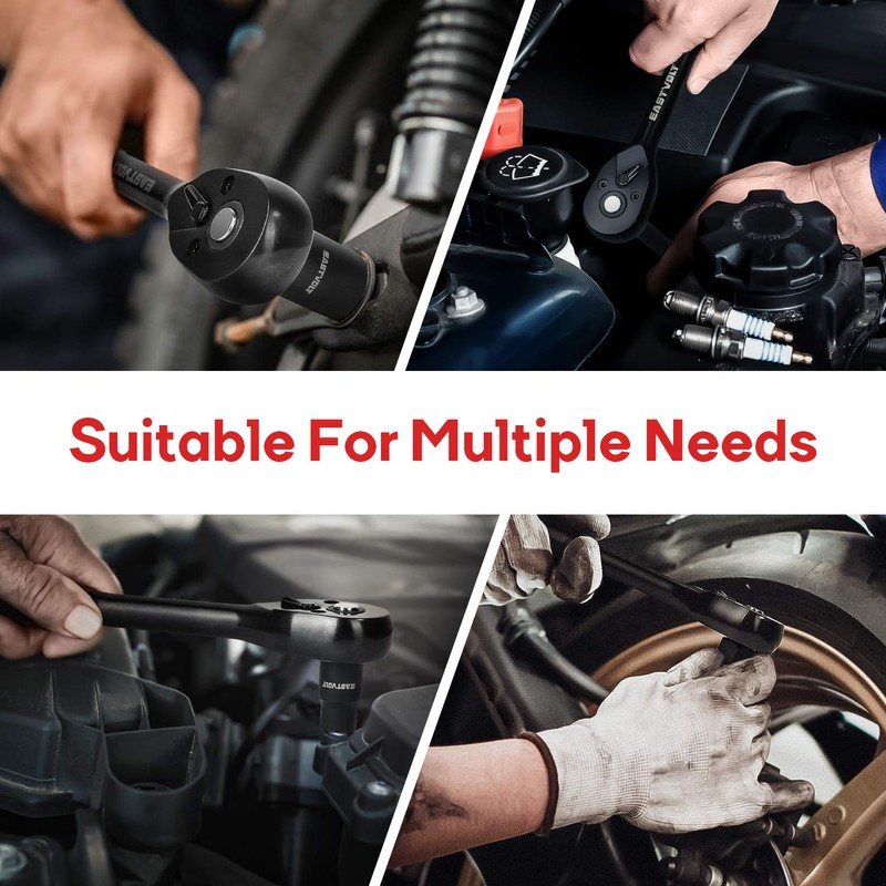 Eastvolt 46 Pieces Drive Socket Ratchet Wrench Set, Mechanic Tool