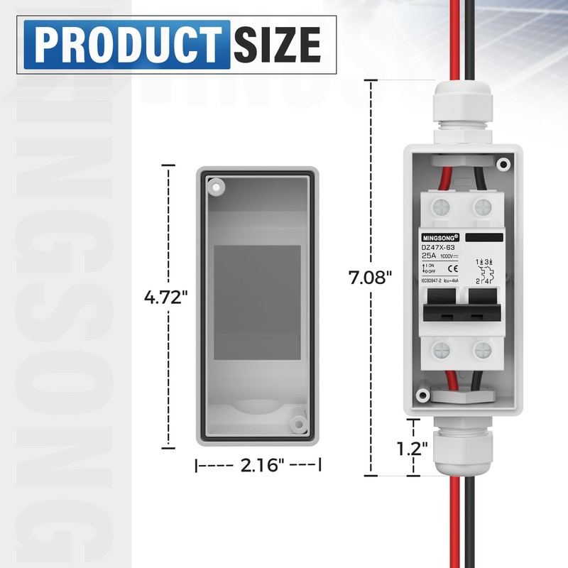 MINGSONG Solar Panels Disconnect Switch 25Amp DC Solar Shut Off