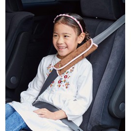 iMedia Car de Seat Belt Pad, 2 Pieces, Seat Belt Cover, Kids, Seat Belt, Pillow, Car Accessories, Child Seat, Assistant Belt, Stopper, Shoulder Pad, Travel, Safe, Brown, Normal