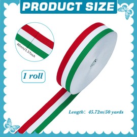 PH PandaHall Stripes Ribbon 4cm Wide Red White Green Ribbon Italian Flag Patriotic Trim for Gift Wrapping Crafts Party Christmas Decoration, 45.7m