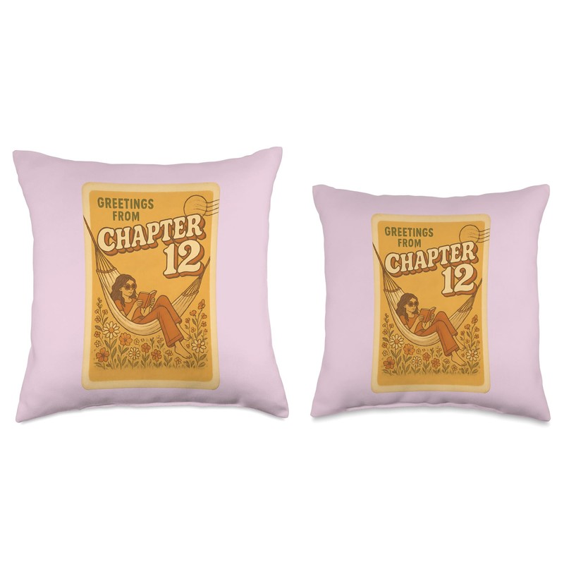 Summer Reading Retro Book Lover Vibes Bookworms Escape Throw Pillow
