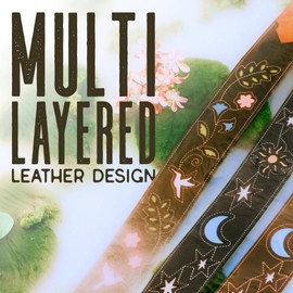 Levy's Leathers Sunbird Series Guitar Strap with Vibrant Multi-layered Hummingbird Design, Featuring Genuine Dark Brown Suede Leather Ends (M4HB-DBR)