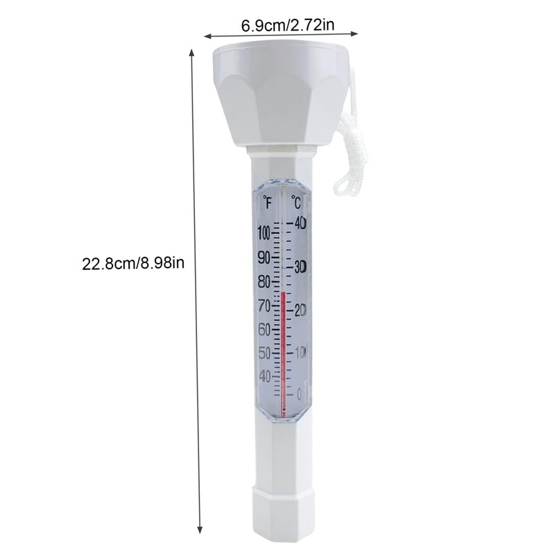 Water Temperature Thermometer Swimming Pool Thermometer with String Shatter Resistant