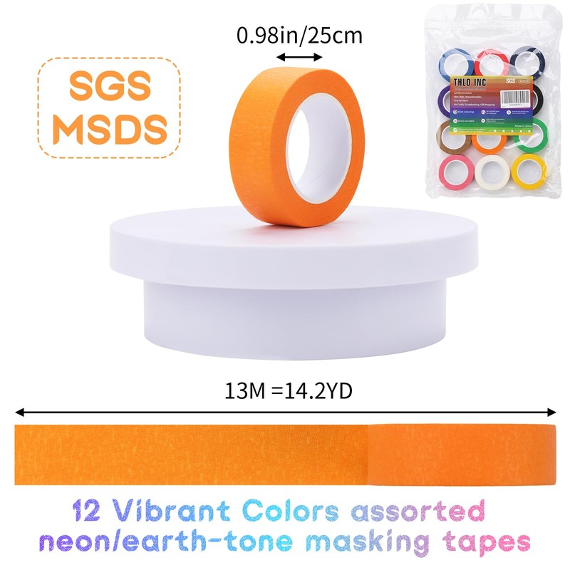 THLO INC Craft Paper Tape Set - 12 Rolls 25mm