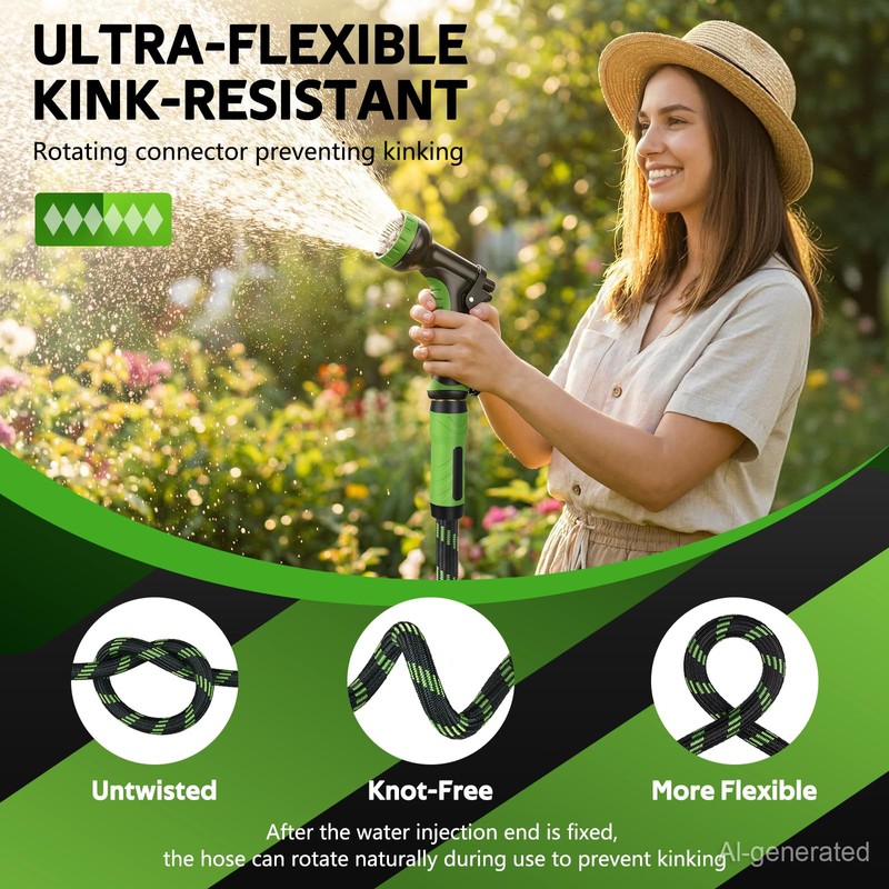 NON-EXPANDABLE Garden Hose 25 FT, Heavy Duty Steel Metal Flexible