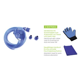Bonamico Shower Buddy Sam Fur Care Set for the Dog, Hand Shower Set with Dog Shower Head, Fur Care Glove as a Dog Brush & Towel, Brush with Rubber Knobs as a Hand Brush