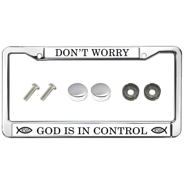 God is in Control License Plate Frame,Cross and Love License