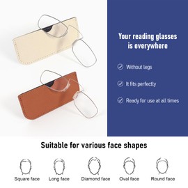 DXYXYO Armless Reading Glasses for Women Men, 2 Pack Mini Thin Legless Nose Clip Readers Compact with Small Portable Case, 2.0 Gold and Silver