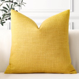 Artscope Linen Cushion Covers Set of 1 Decorative Square Pillowcase Pillow Cover 20x20 Inch for Home Decor Sofa Bedroom Car 50x50cm Yellow