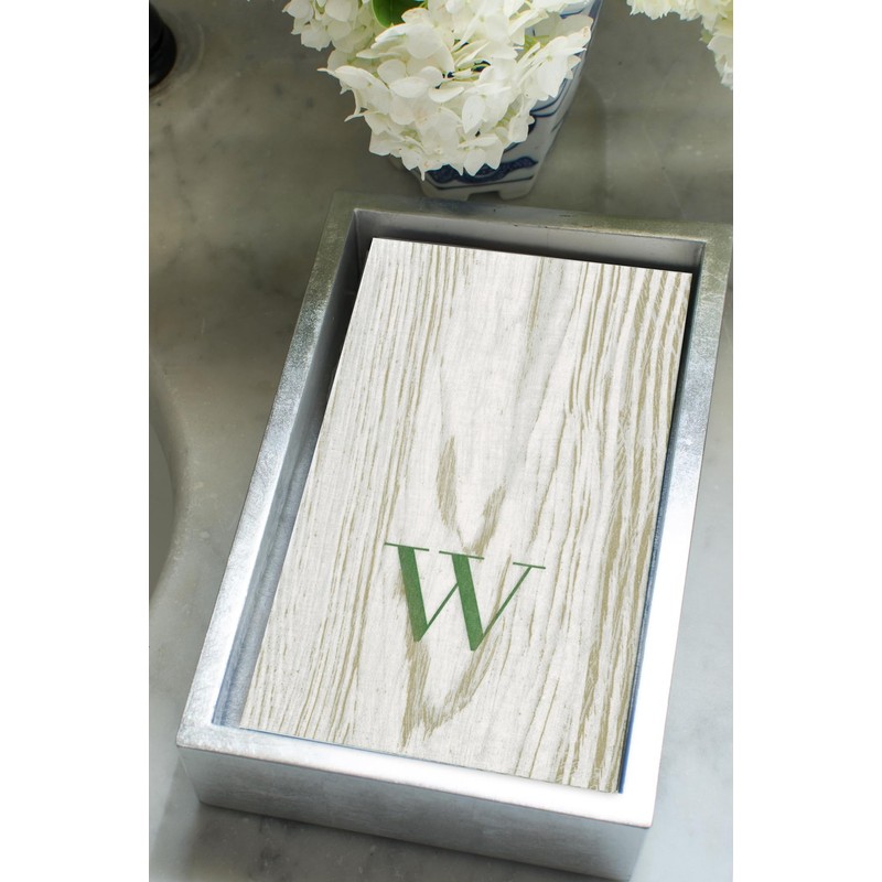 Caspari Lacquer Guest Towel Napkin Holder in Silver - 1