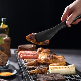 Silicone Kitchen Tongs, 11-Inch Food-Grade Silicone Spatula Tongs, Toast Tongs, Salad Tongs for Cooking Salad, BBQ, Gripping Toast, Grilling, Locking, Frying, Black Upgraded Version Food Tongs.