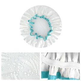 White Shower Cap for Women, Waterproof Reusable Hair Caps for Ladies and Girls, Medium Double-layered Washable Bath Caps for Thick Hair 2 Packs (Pink Edge)