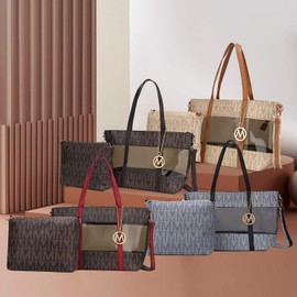 MKF Set Satchel Shoulder Bag for Women & Crossbody Pouch Purse – Transparent Handbag PU Leather Crossbody Pouch Black