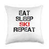 Eat Sleep Ski Repeat Winter Mountains Skiing Lodge Slopes Throw