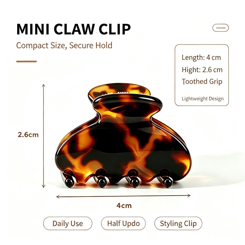 FSMILING 4CM Acetate Small Hair Clips Women Mini Claw Clips