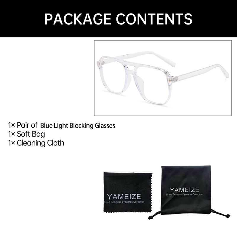 YAMEIZE Blue Light Filter Glasses for Women and Men Square