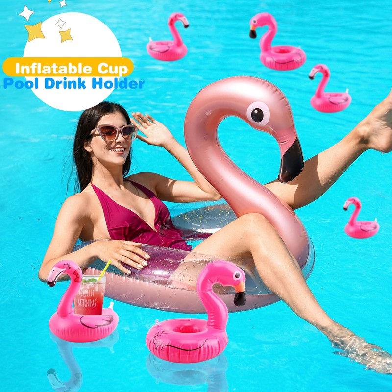 Octaday 20 Pcs Inflatable Flamingo Drink Holders for Pool Party