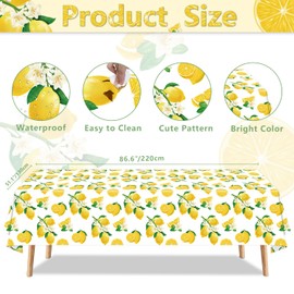 4 Pack Lemon Tablecloth Lemons Summer Party Tablecover Rectangle Lemons Table Cover 51 x 86 " Yellow Lemons Disposable for Lemon Theme Birthday Party Wedding Shower Supplies Lemon Table Decorations