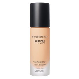 bareMinerals Base De Maquillaje Líquida Mate Mineral Barepro De 24 Horas De Duración Con Spf 20, Cobertura Total Para Pieles Maduras, Sin Aceites, Vegana.