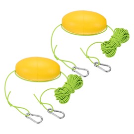 PATIKIL 30FT Float Rope Tow Line, 2 Set Heavy Duty Buoy Ball Float Leash with Stainless Steel Hook Drift Rope Marker Buoy Float Rope for Fishing Drift Jet-Ski Kayak Boat Accessories, Green