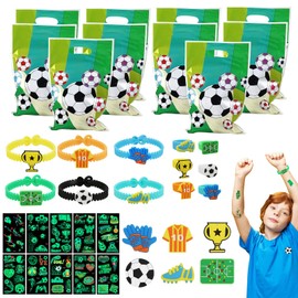 KERANEET Pack of 38 Football Party Bags Children's Football Gift Children's Birthday Football Rings Football Brooches Football Snap Bracelet Football Tattoos for Children Football Party Bag Birthday